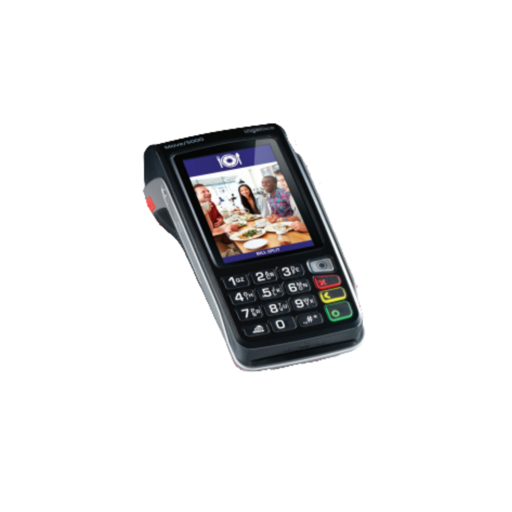 Wireless handheld payment terminal with a color touchscreen and built-in receipt printer