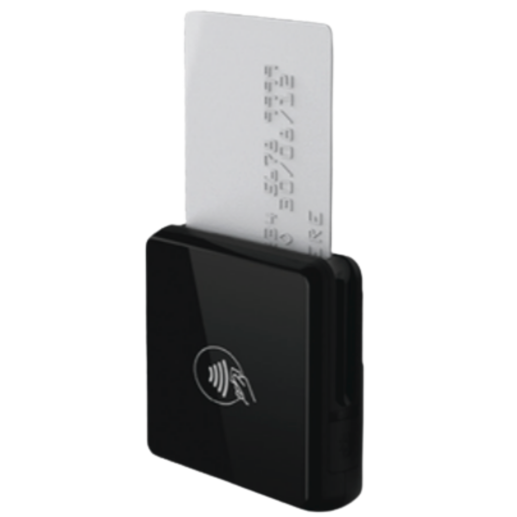 Compact mobile card reader that pairs with a phone or tablet